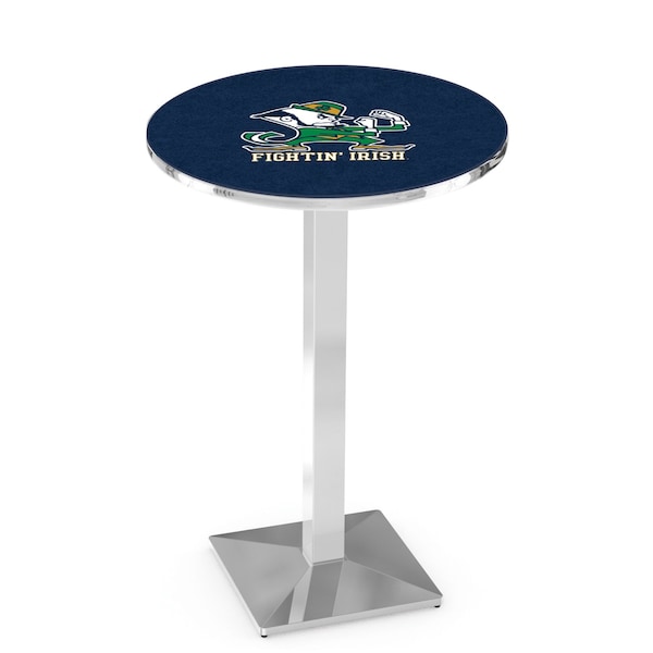 42" Chrome Notre Dame Leprechaun Pub Table, 36" dia. Top